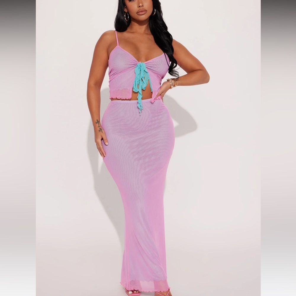 Fashion nova miss me mesh matching skirt set